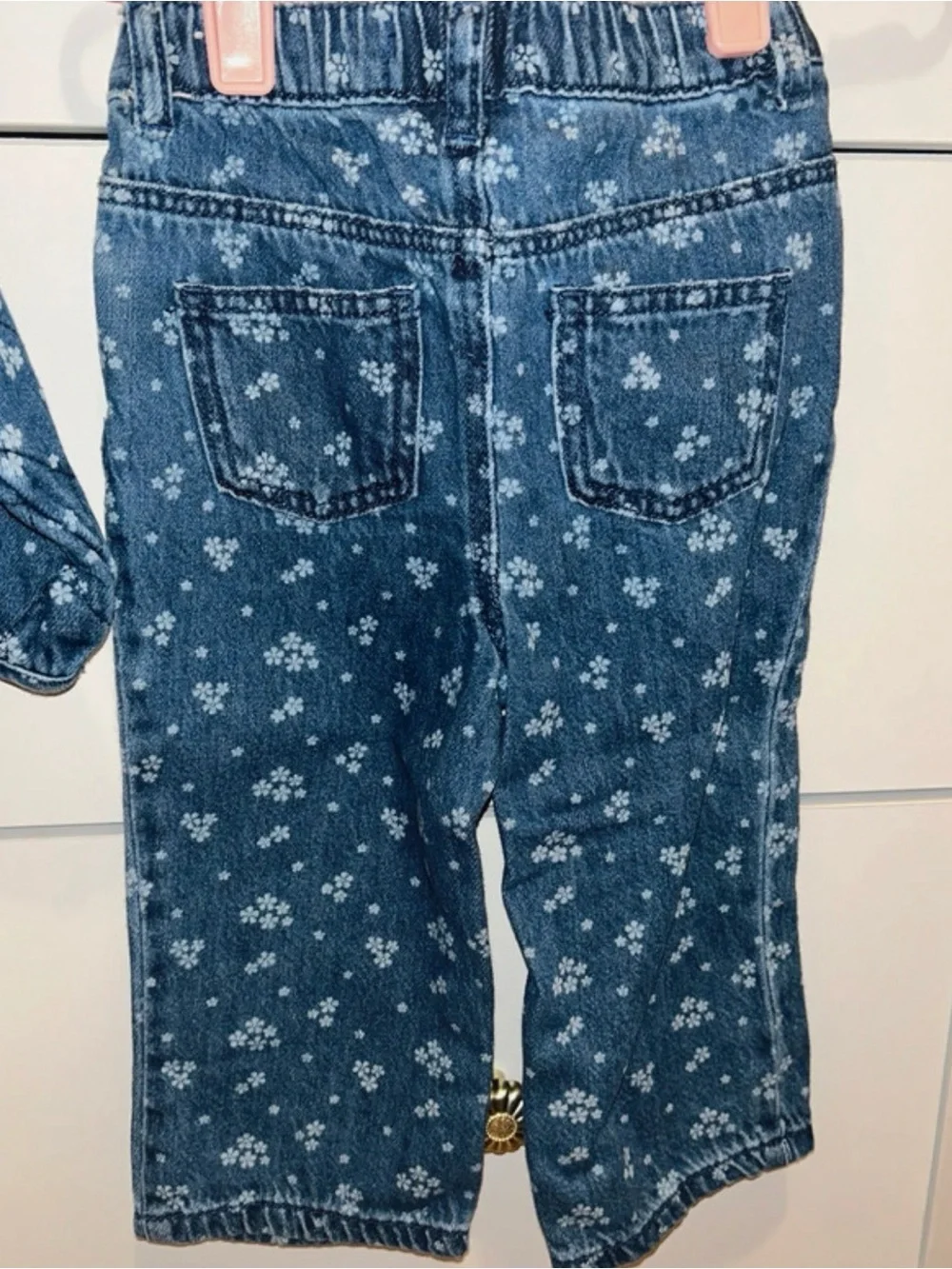 Primark Quilted Denim Vest in Blue with Floral Print